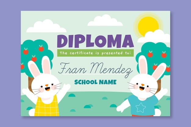 Free Vector creative diploma template for kids