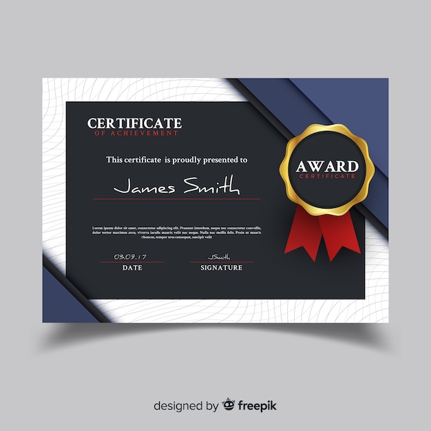 Creative diploma template with golden elements