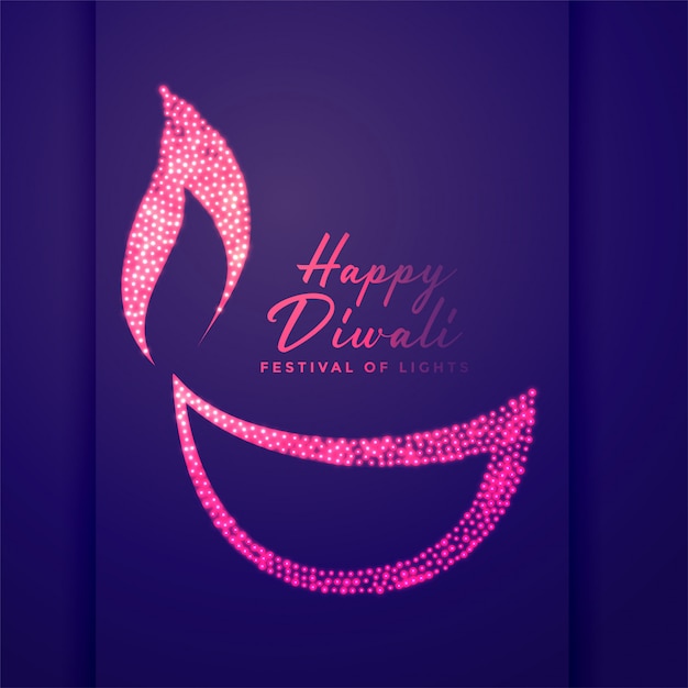 Free Vector creative diya lamp made with sparkles illustration