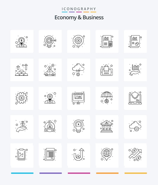 Creative Economy And Business 25 OutLine icon pack Such As document finance accessibility document accounting