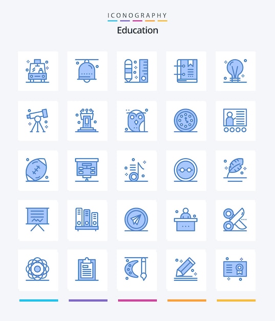 Creative Education 25 Blue icon pack Such As marker bookmark ring book ruler