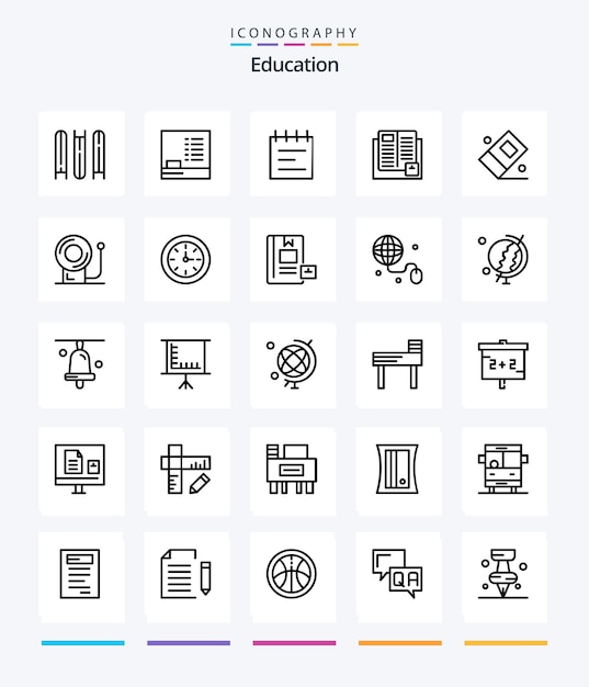 Free Vector creative education 25 outline icon pack such as education learning education knowledge book