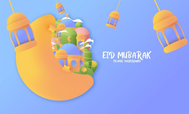 Free Vector creative eid mubarak islamic banner design