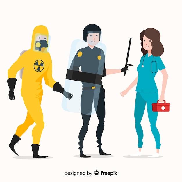 Free Vector creative emergency team in flat style