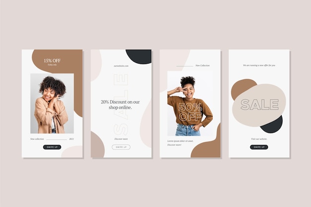 Free Vector creative fashion sale stories collection