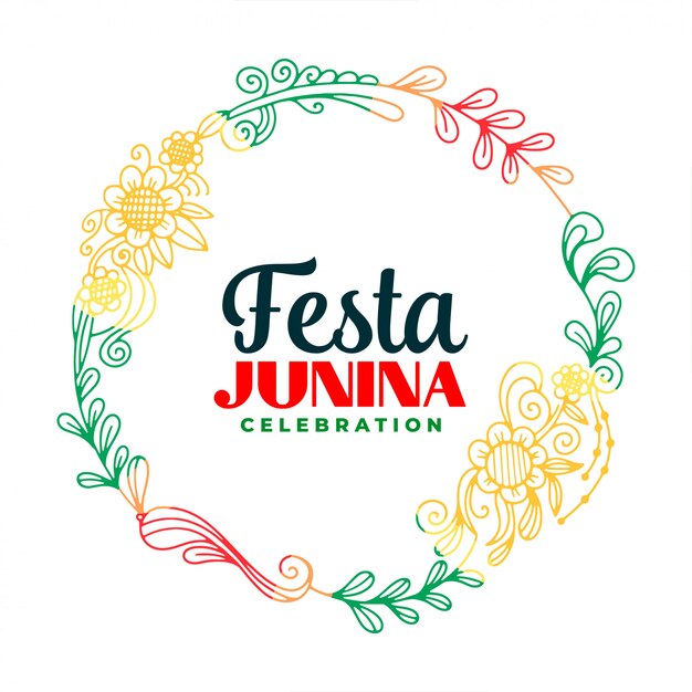 Creative festa junina leaves and flower frame background