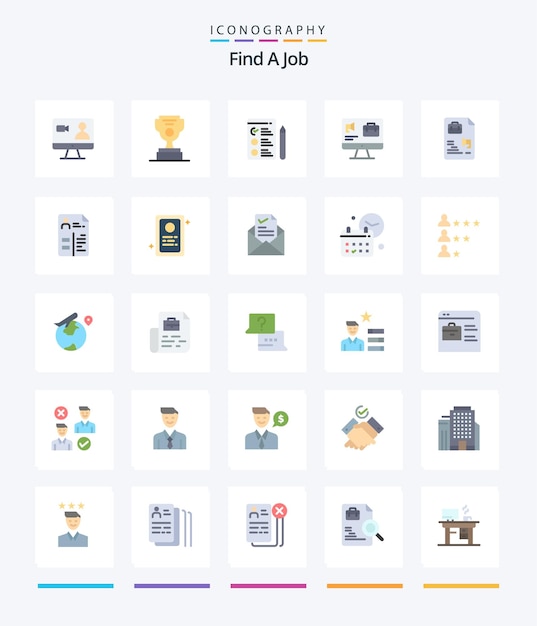 Creative Find A Job 25 Flat icon pack Such As job file cv job bag