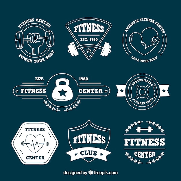 Free Vector creative fitness badge set