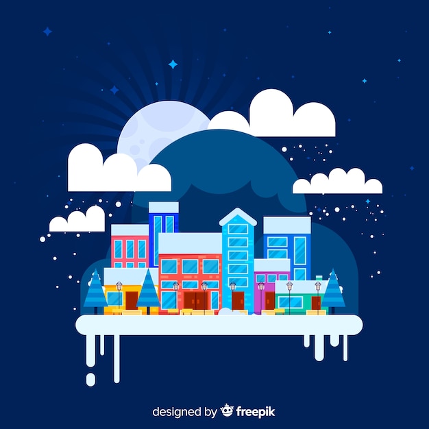 Free vector creative flat christmas town background