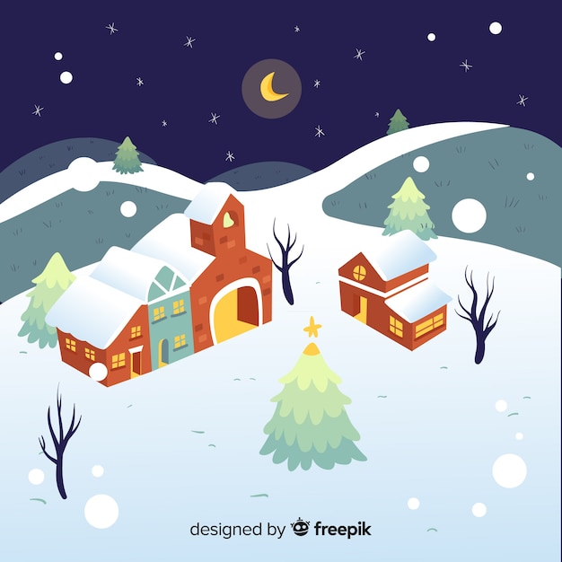 Creative flat christmas town background