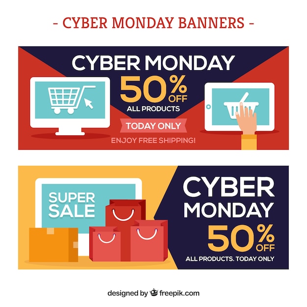 Creative flat cyber monday banners