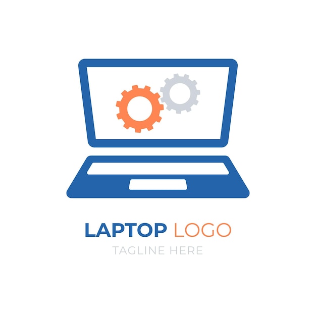 Creative flat design laptop logo template