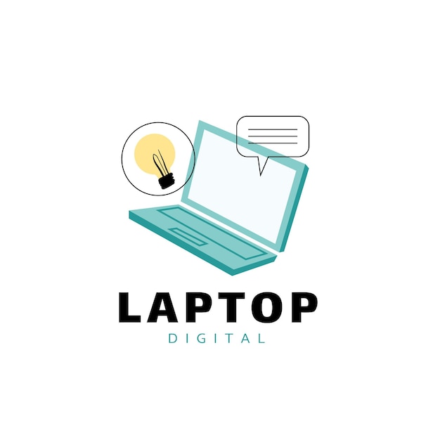 Creative flat laptop logo template