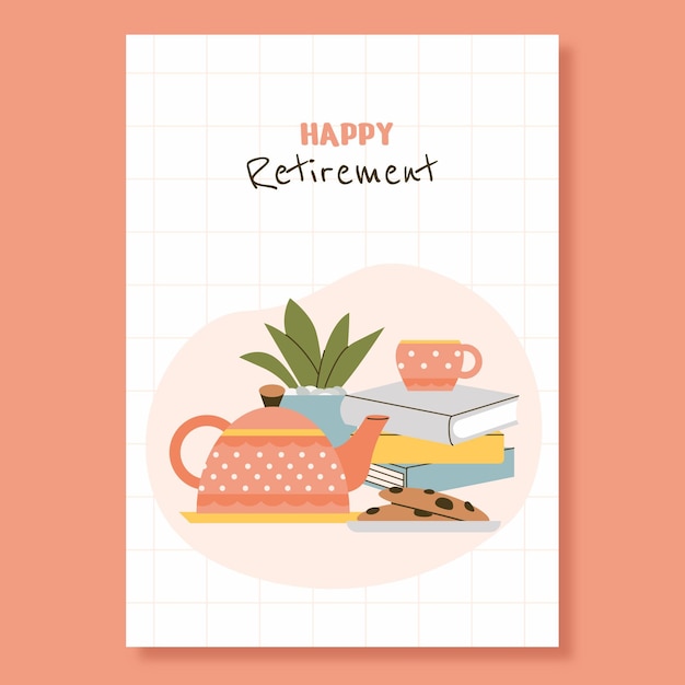 Creative flat retirement greeting card template