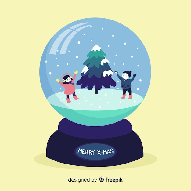 Creative flat snowball globe concept