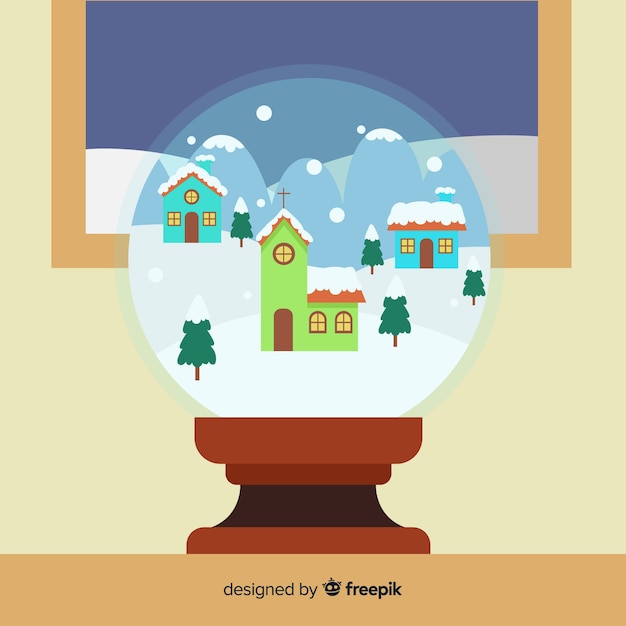 Free Vector creative flat snowball globe with christmas concept