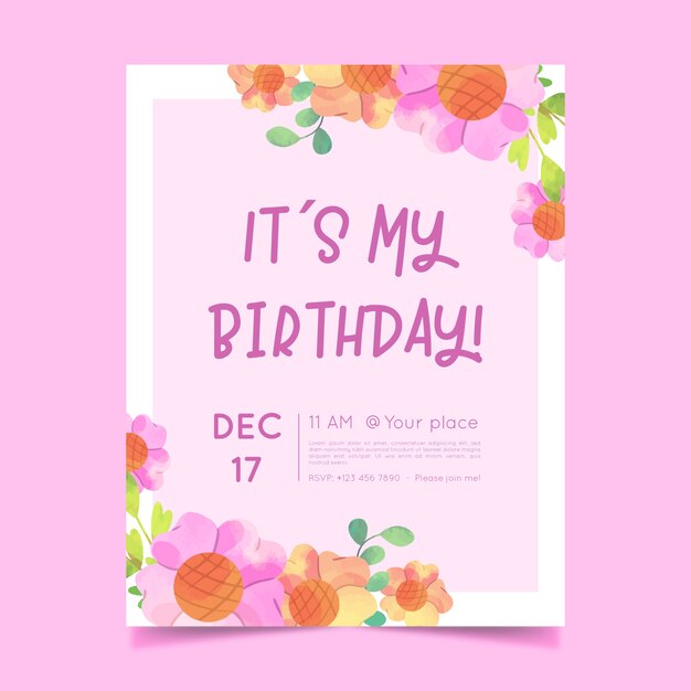 Creative floral birthday invitation template