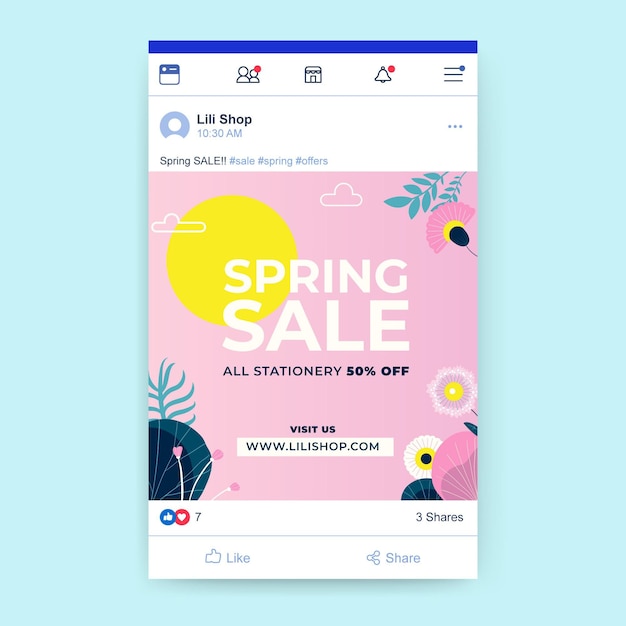 Creative floral spring social media post template