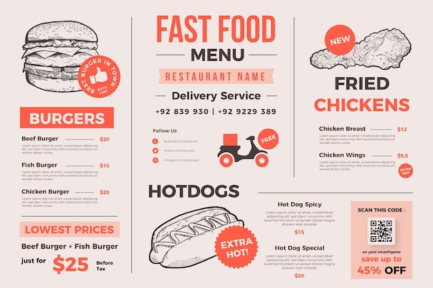 Creative food menu for digital use