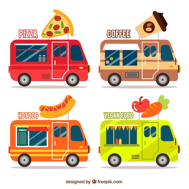 Free vector creative food truck collection