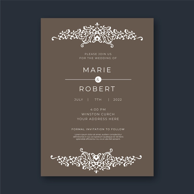 Creative formal wedding invitation