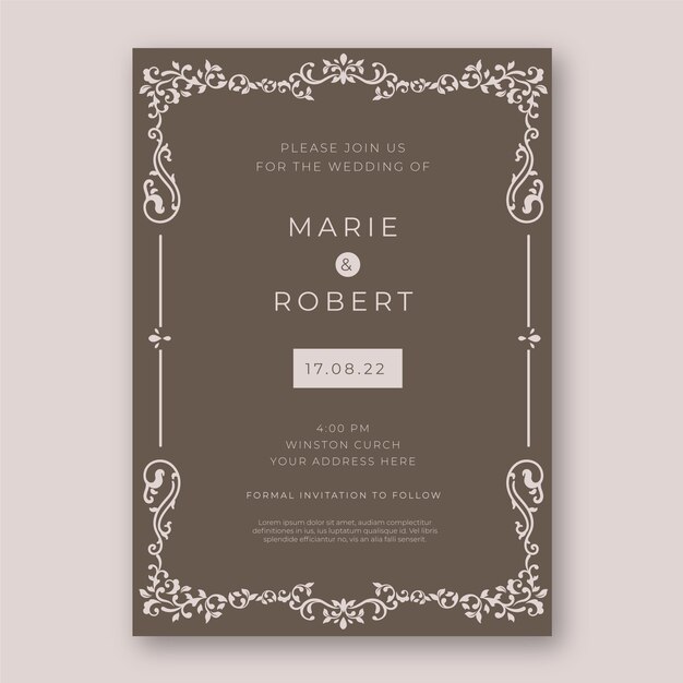 Creative formal wedding invitation