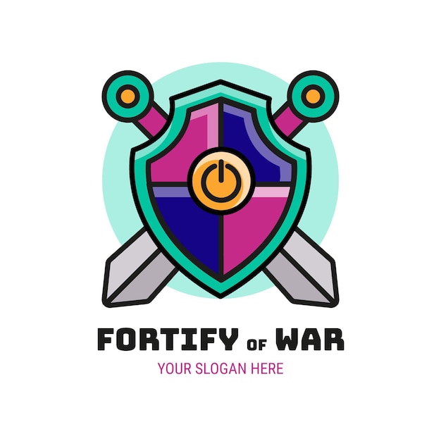 Free Vector creative fortify of war gaming logo