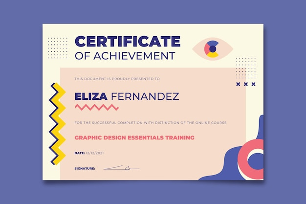 Creative geometric design eliza award certificate