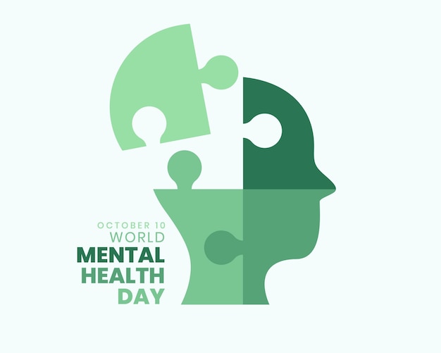 creative global mental health day poster with puzzle art human head vector