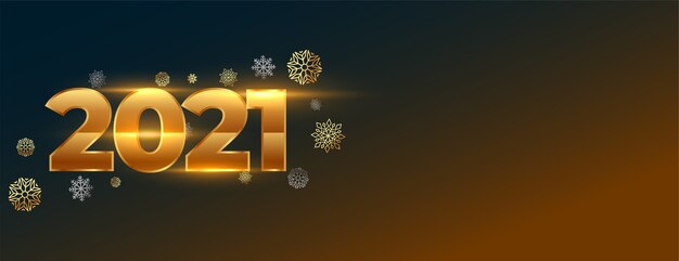 Creative glowing new year banner with 2021 numbers and snowflakes