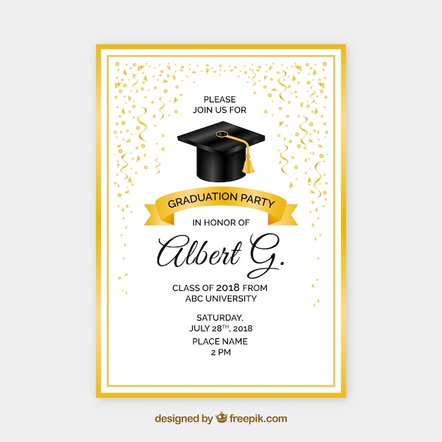 Free vector creative golden graduation party invitation