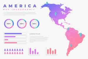 Free vector creative gradient america map infographic