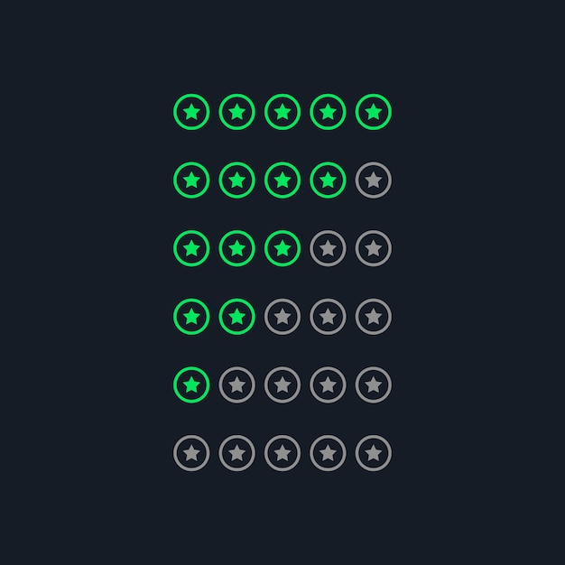 Creative green neon style star rating symbols