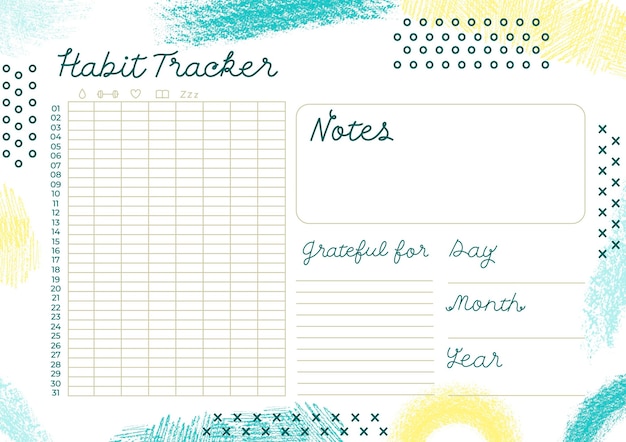 Creative habit tracker template