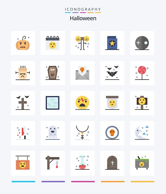 Free Vector creative halloween 25 flat icon pack such as costume spells eyed halloween book