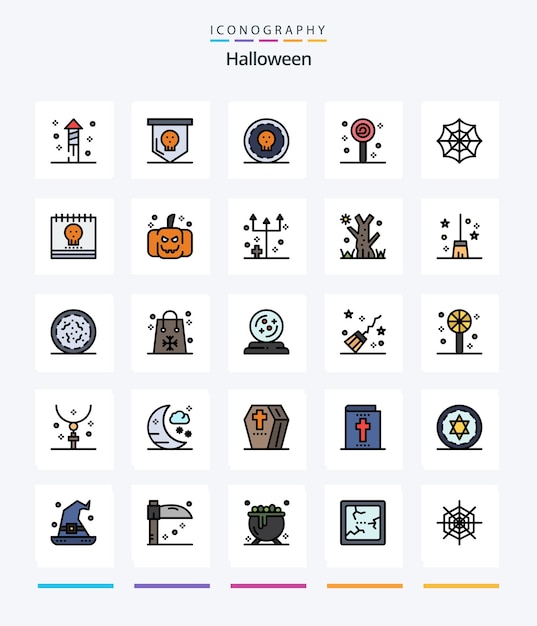 Free Vector creative halloween 25 line filled icon pack such as web icon halloween dollar sweet icon halloween