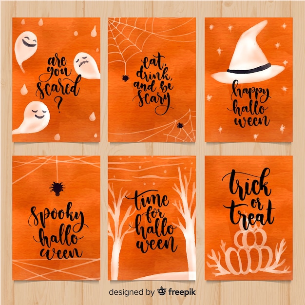 Free Vector creative halloween card collection