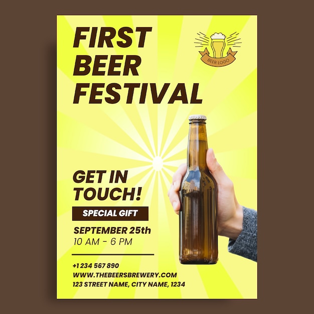 Creative hand drawn the beers brewery poster template