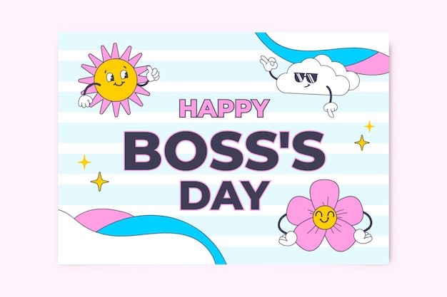 Creative hand drawn boss day card