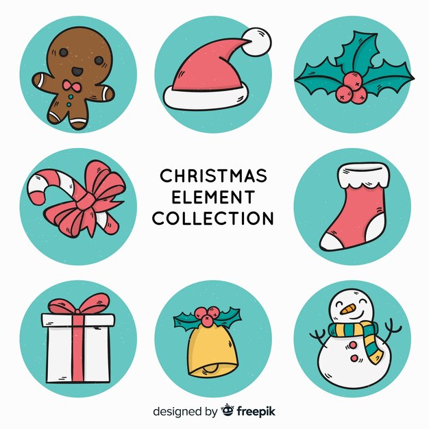 Creative hand drawn christmas elements collection