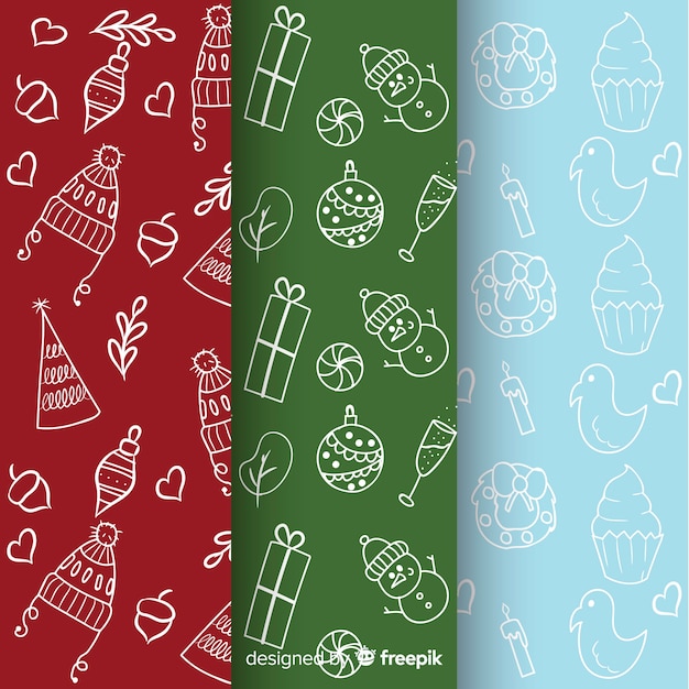 Creative hand drawn christmas pattern collection