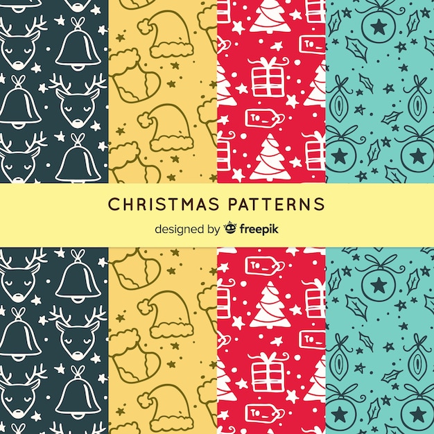 Creative hand drawn christmas pattern collection