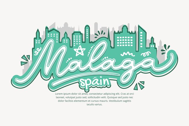 Creative hand drawn málaga skyline