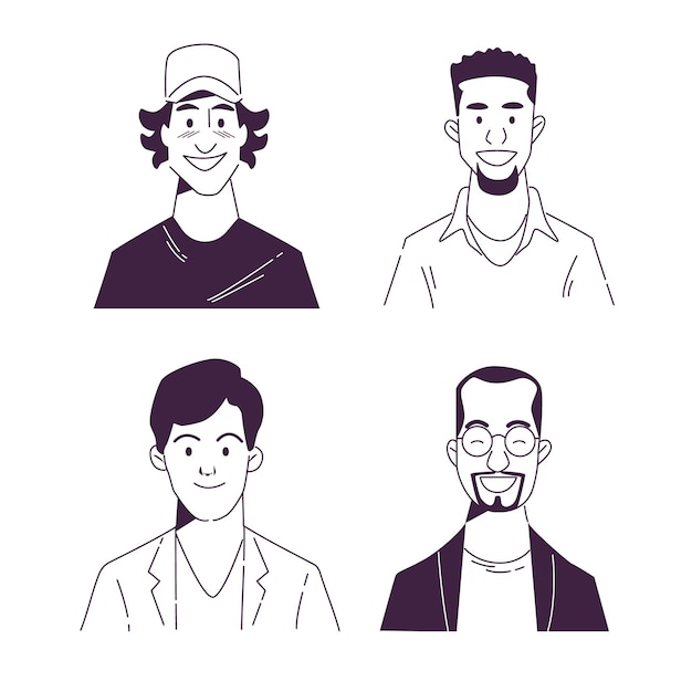 Creative hand drawn profile icons collection