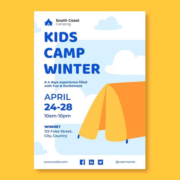 Creative hand-drawn winter camp flyer