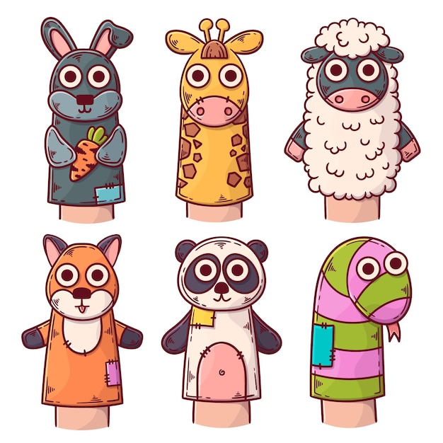 Free Vector creative hand puppets collection