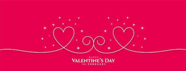 Creative happy valentines day line hearts banner