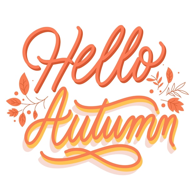 Free Vector creative hello autumn lettering with leaves