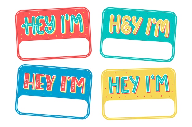 Creative hello my name is sticker collection