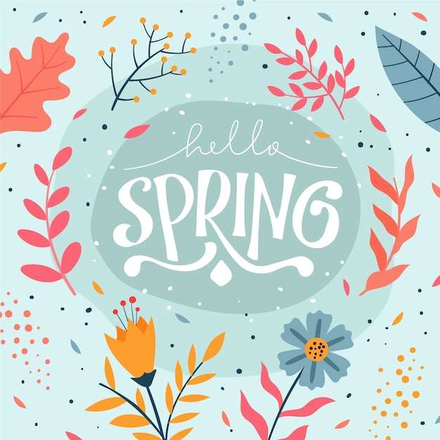 Free Vector creative hello spring lettering